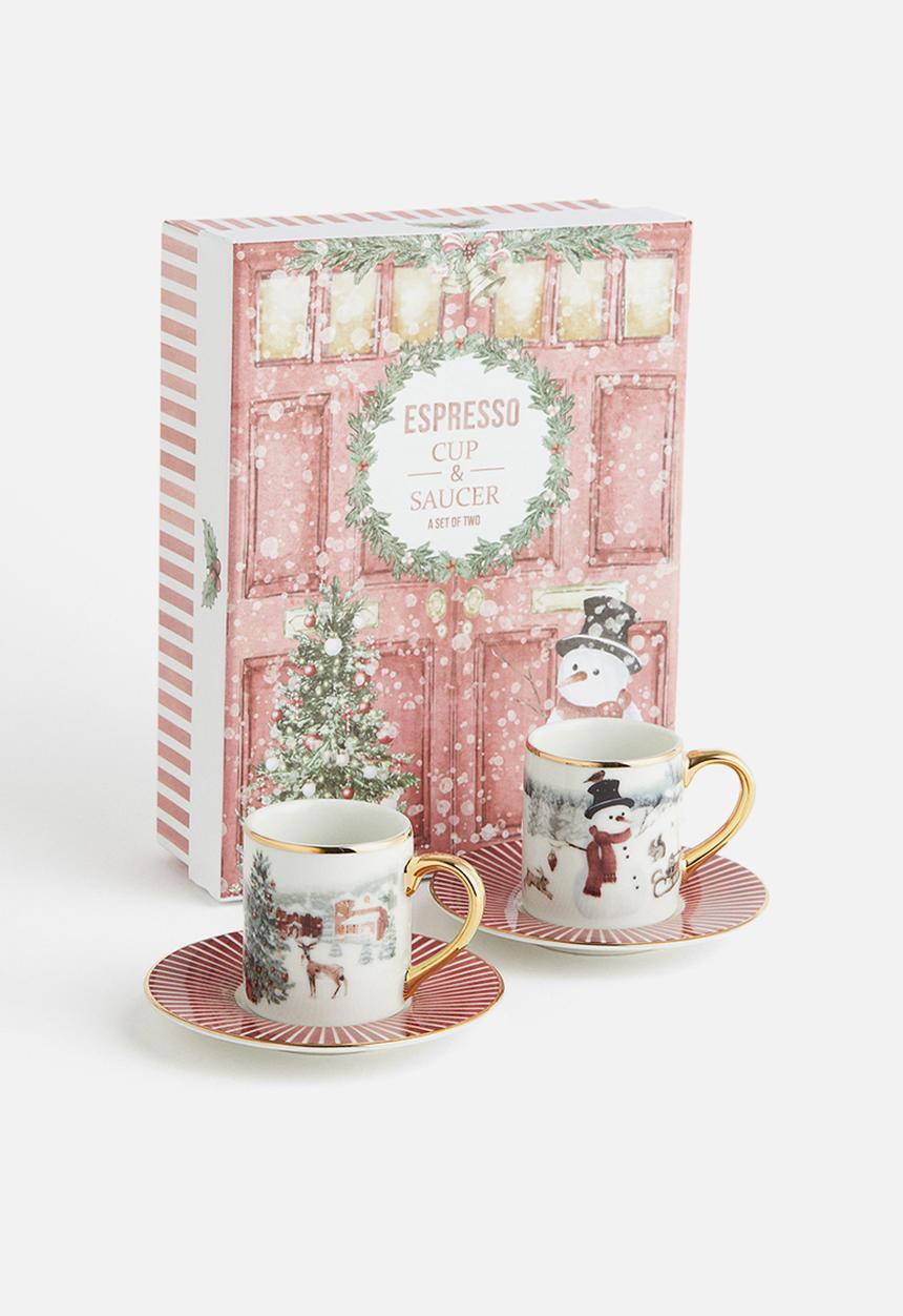 H&M - Gift-boxed 2-pack espresso cups & saucers - red christmas motif 