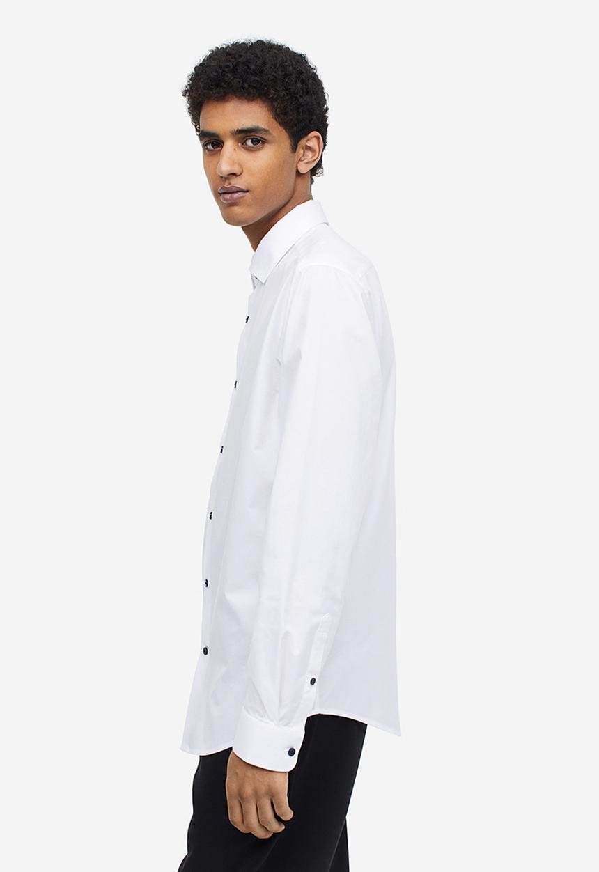 H&M - Slim fit premium cotton shirt - white