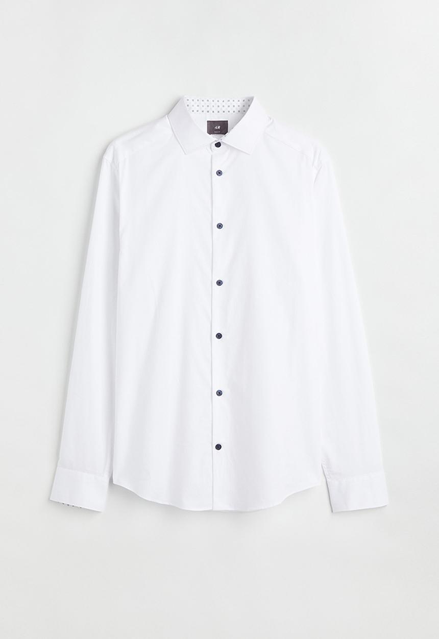 H&M - Slim fit premium cotton shirt - white