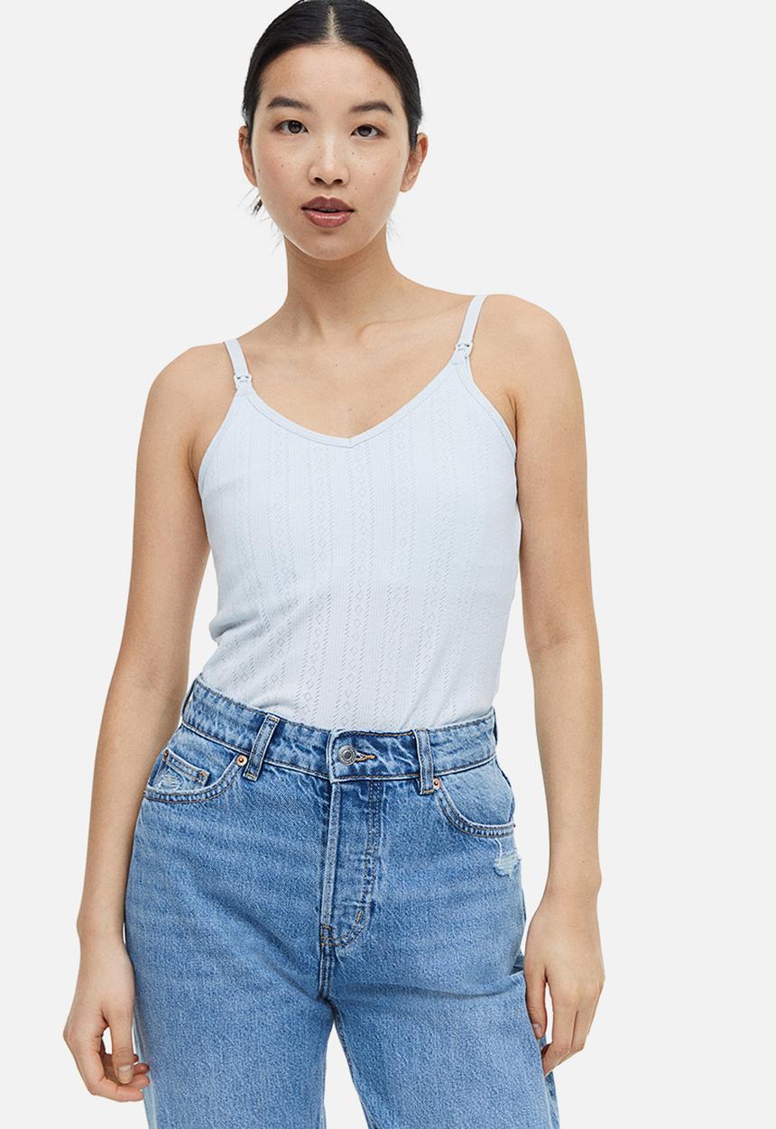 H&M - Mama 2-pack nursing vest tops - white/light blue floral