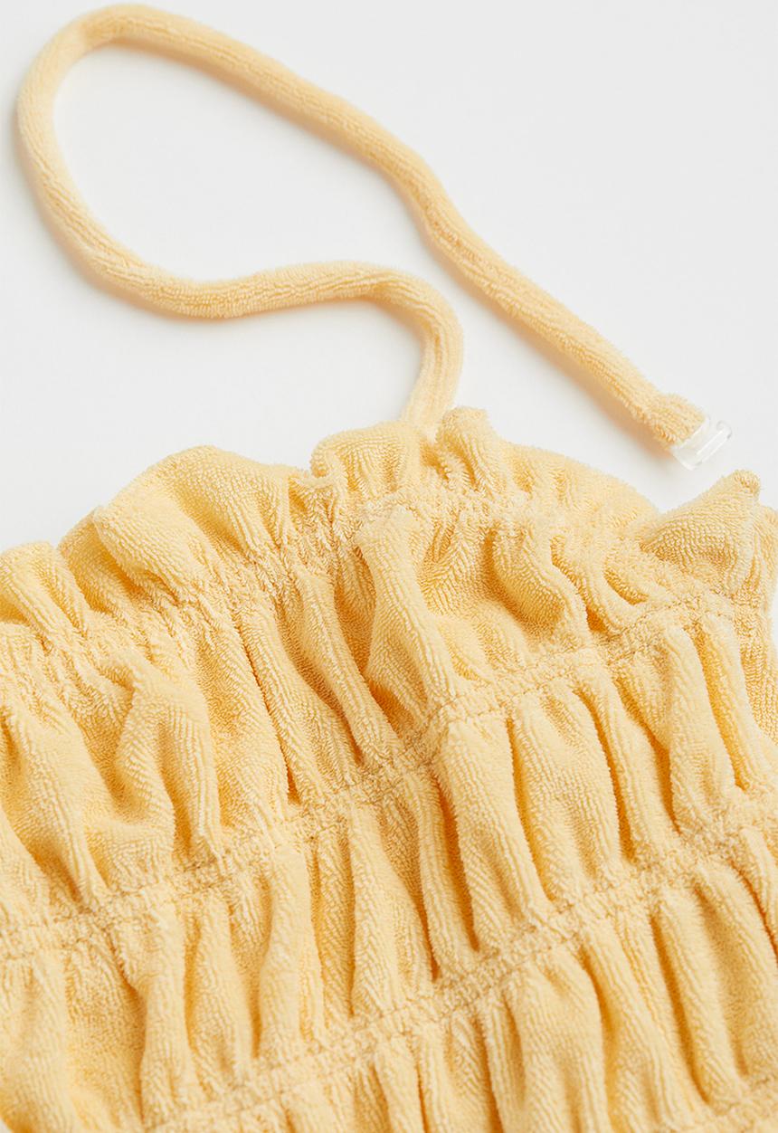 H&M - Smocked terry top - light yellow
