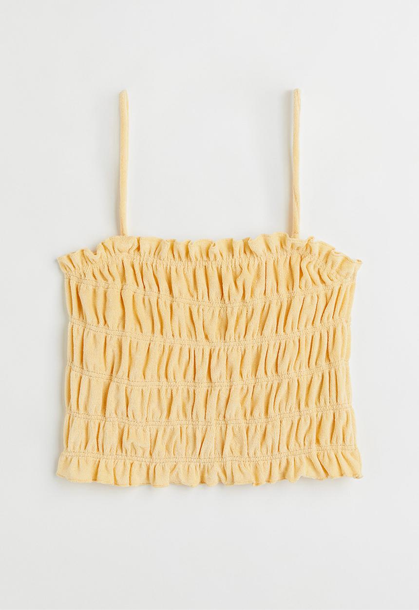 H&M - Smocked terry top - light yellow