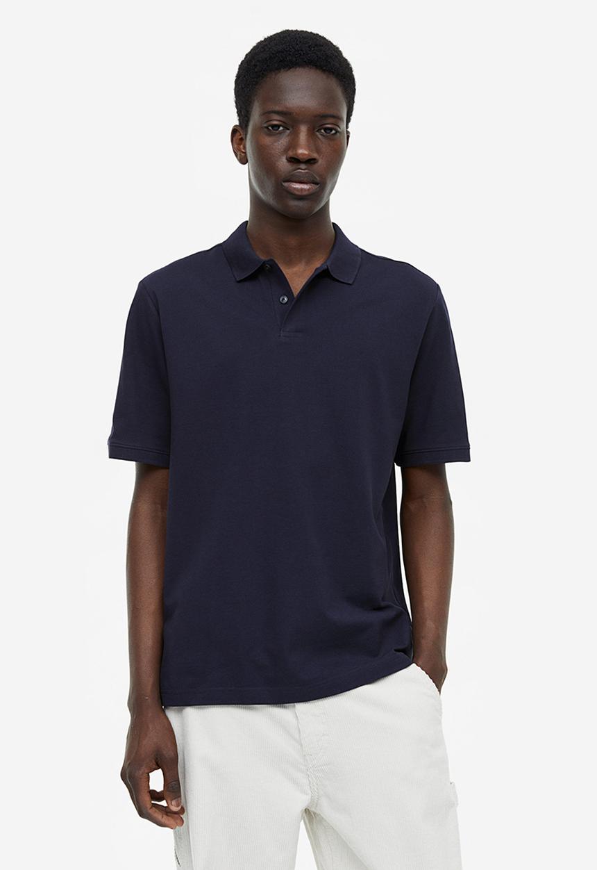 H&M - Regular fit cotton polo shirt -  dark blue