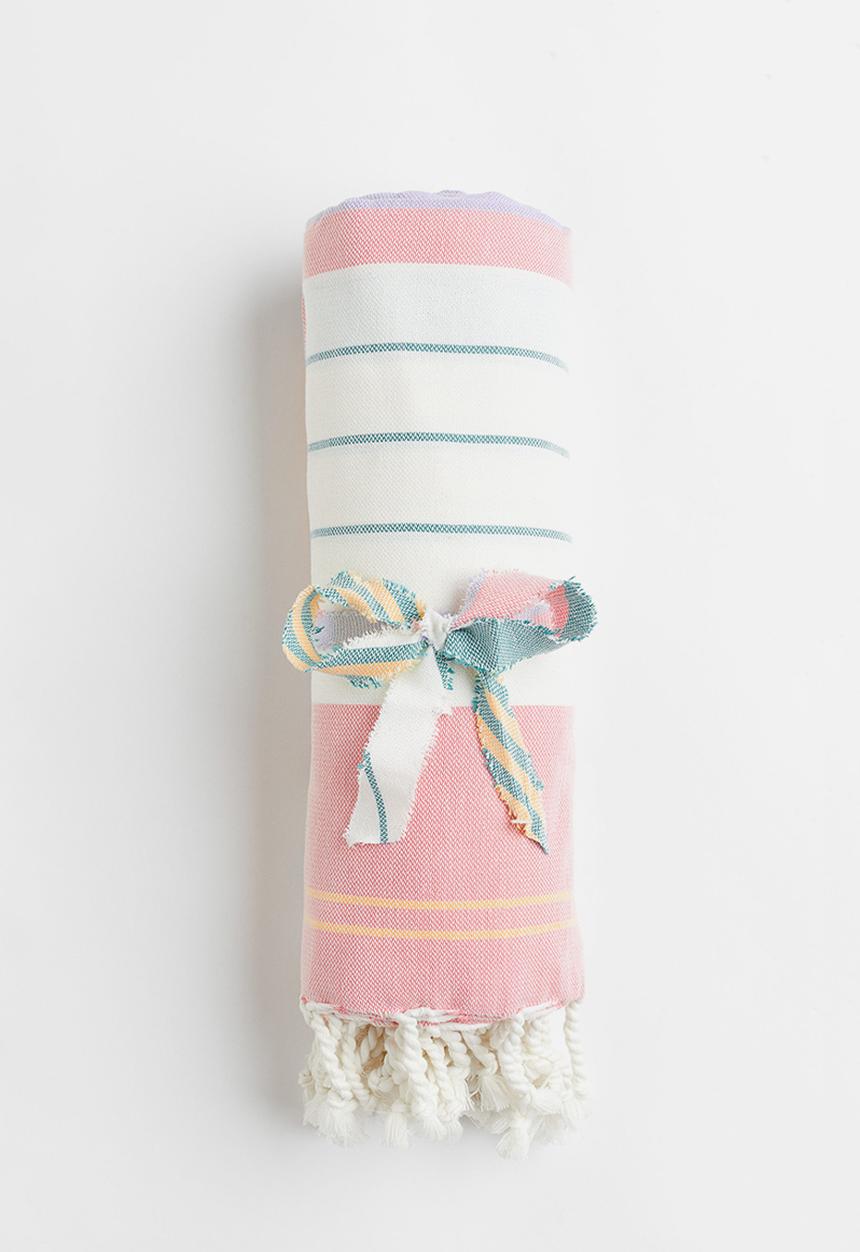 H&M - Large cotton beach towel - pink striped