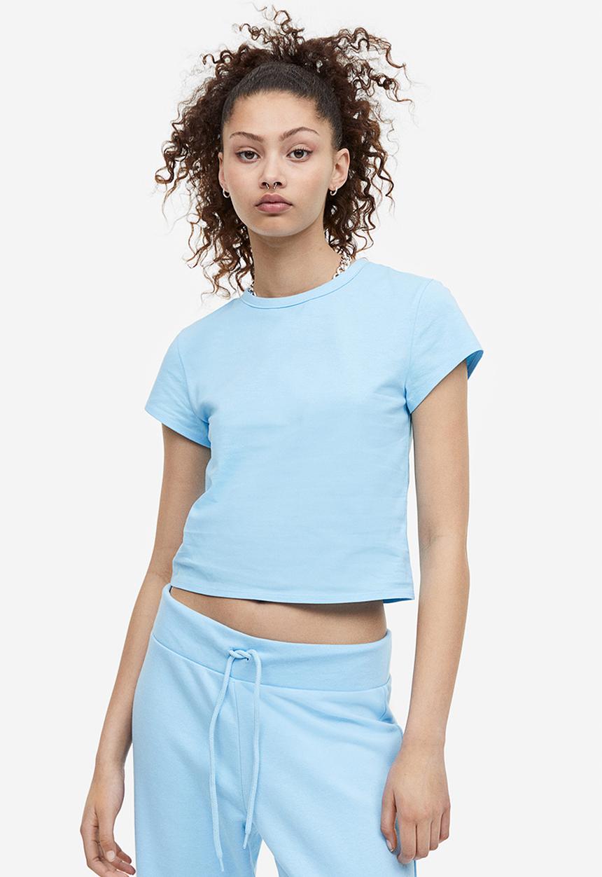 H&M - Cotton jersey t-shirt - light blue 