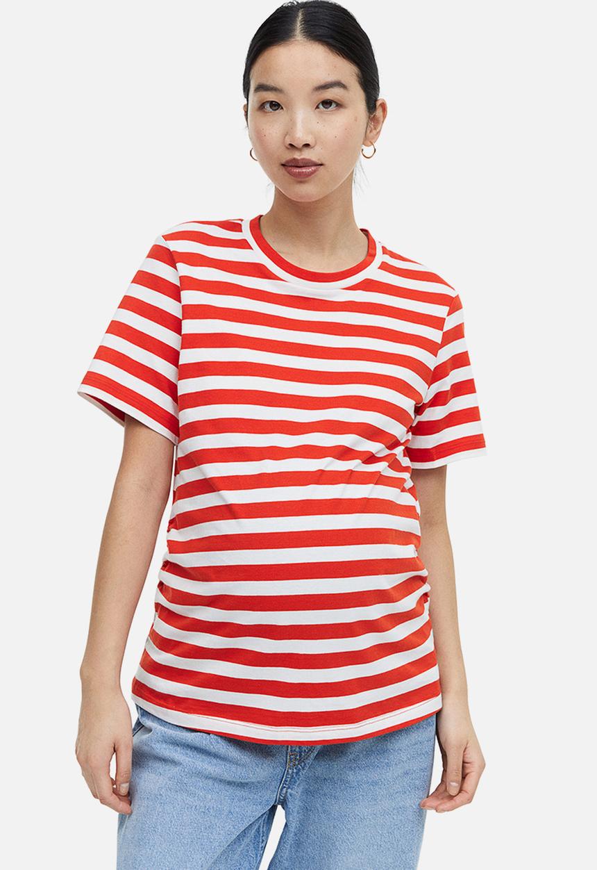 H&M - Mama 2-pack jersey tops - red/striped 