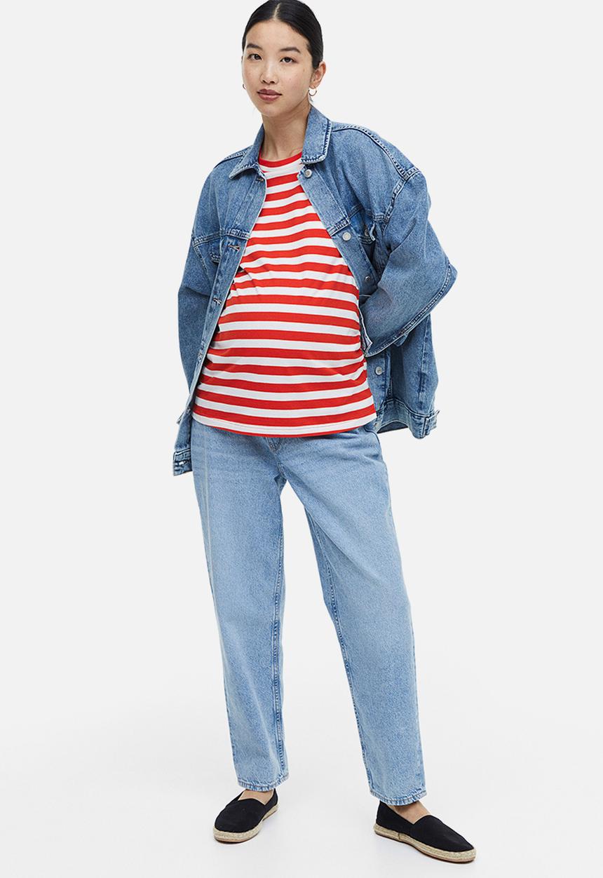 H&M - Mama 2-pack jersey tops - red/striped 
