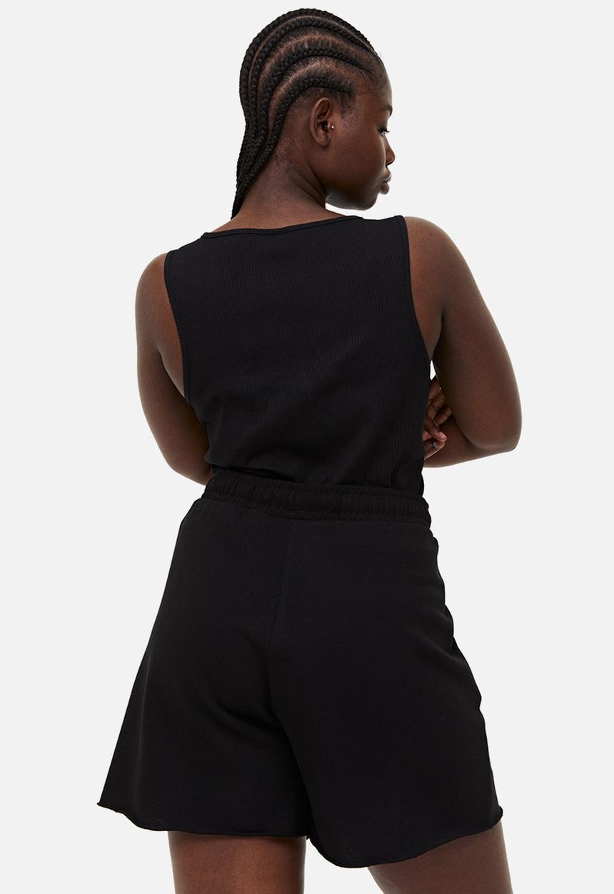 H&M - Ribbed cotton vest top - black