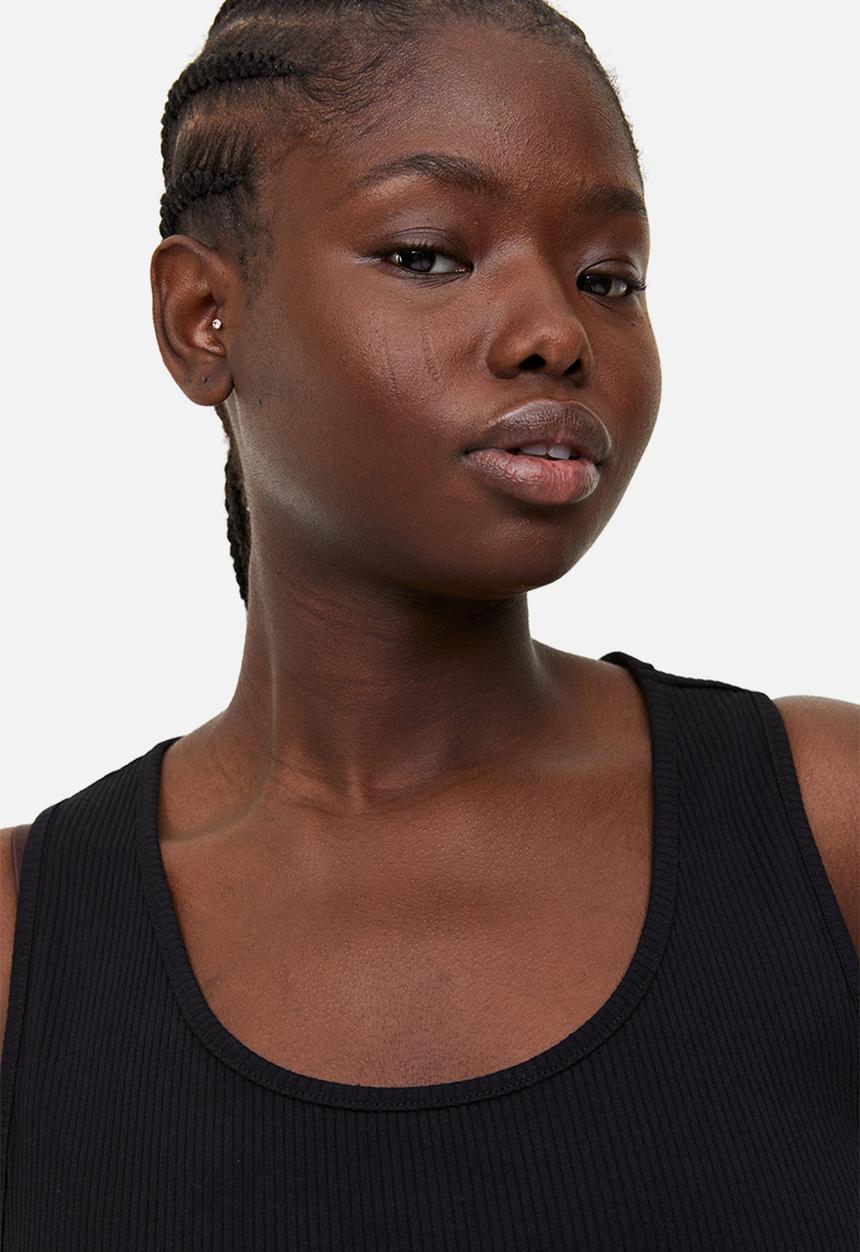 H&M - Ribbed cotton vest top - black