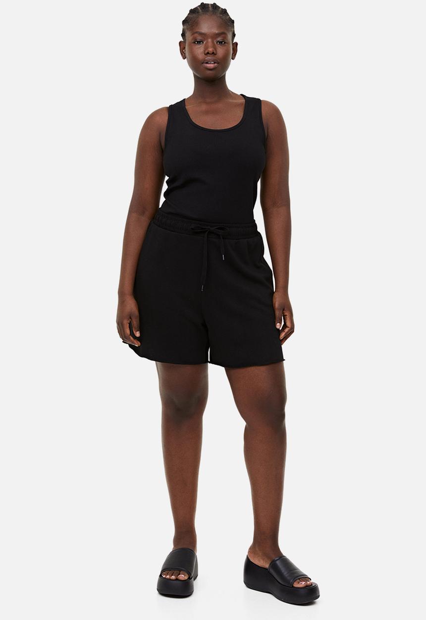 H&M - Ribbed cotton vest top - black