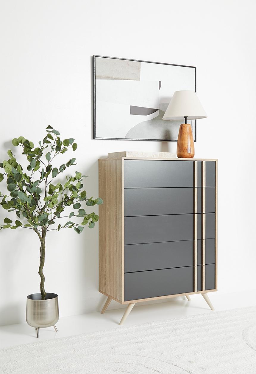 Sixth Floor - Cara 5 drawers - grey