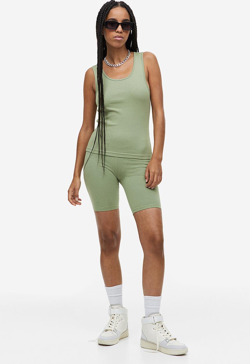 H&M - Ribbed cotton vest top - green