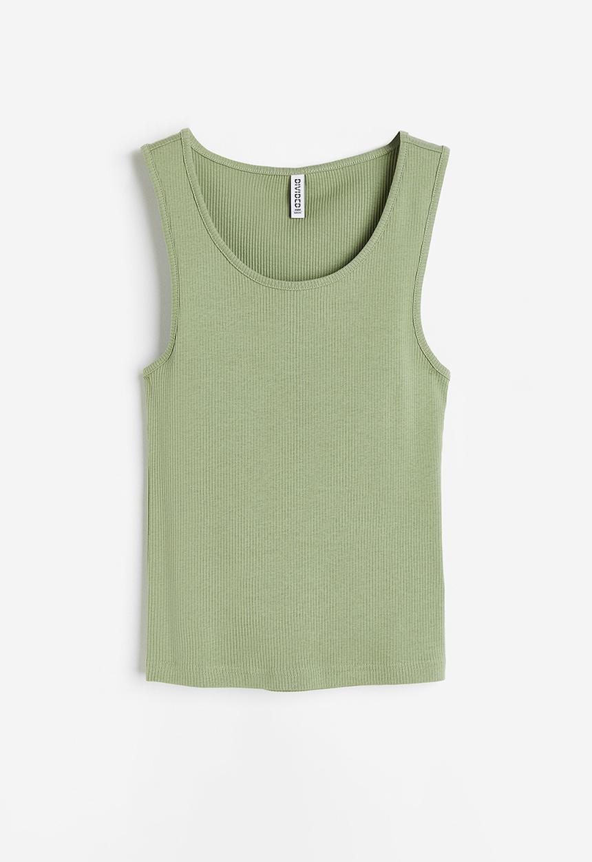 H&M - Ribbed cotton vest top - green