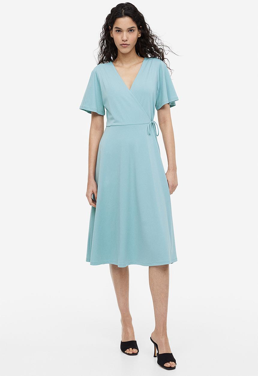 H&M - Jersey wrap dress - light turquoise