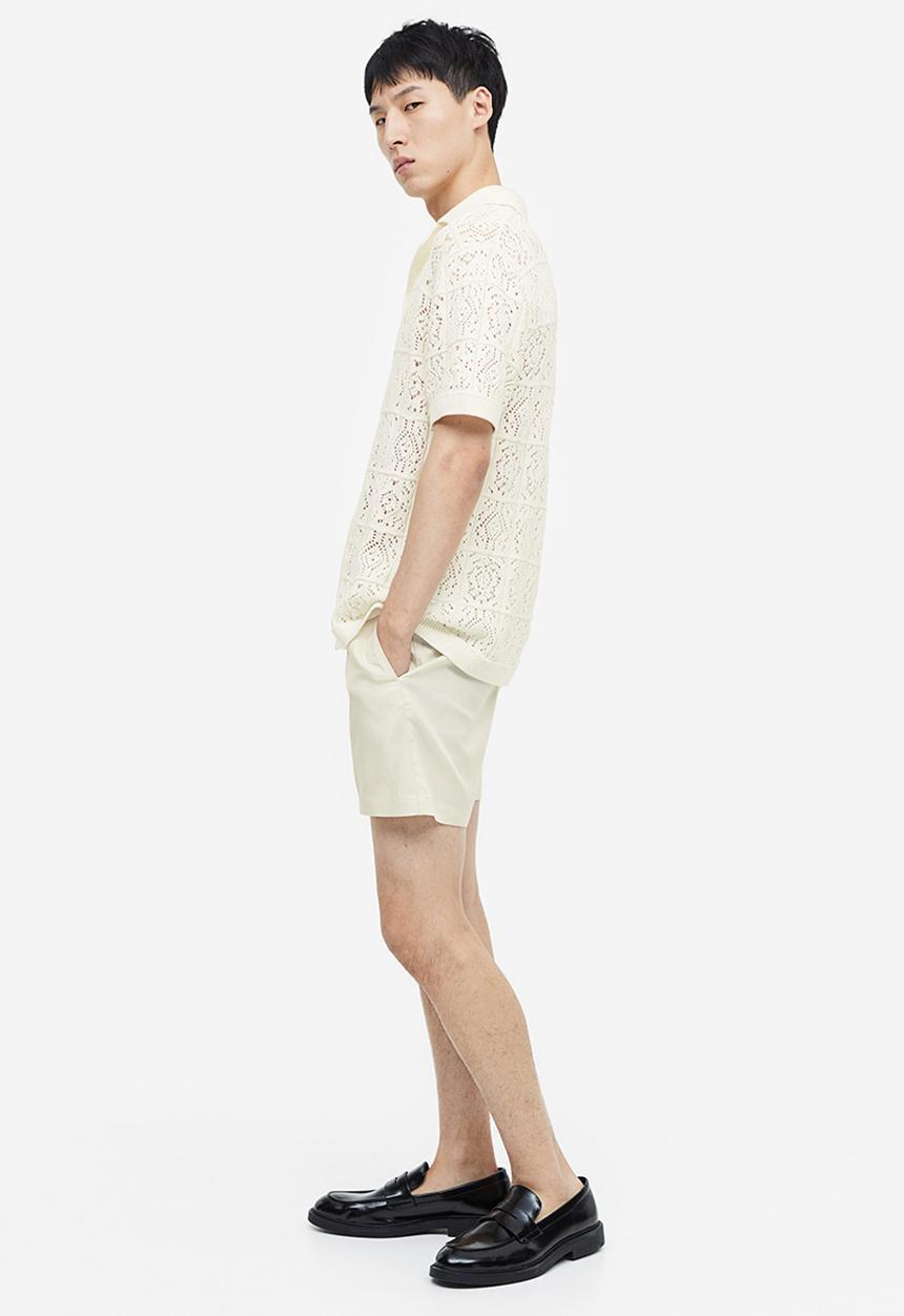H&M - Regular fit crochet look resort shirt - cream