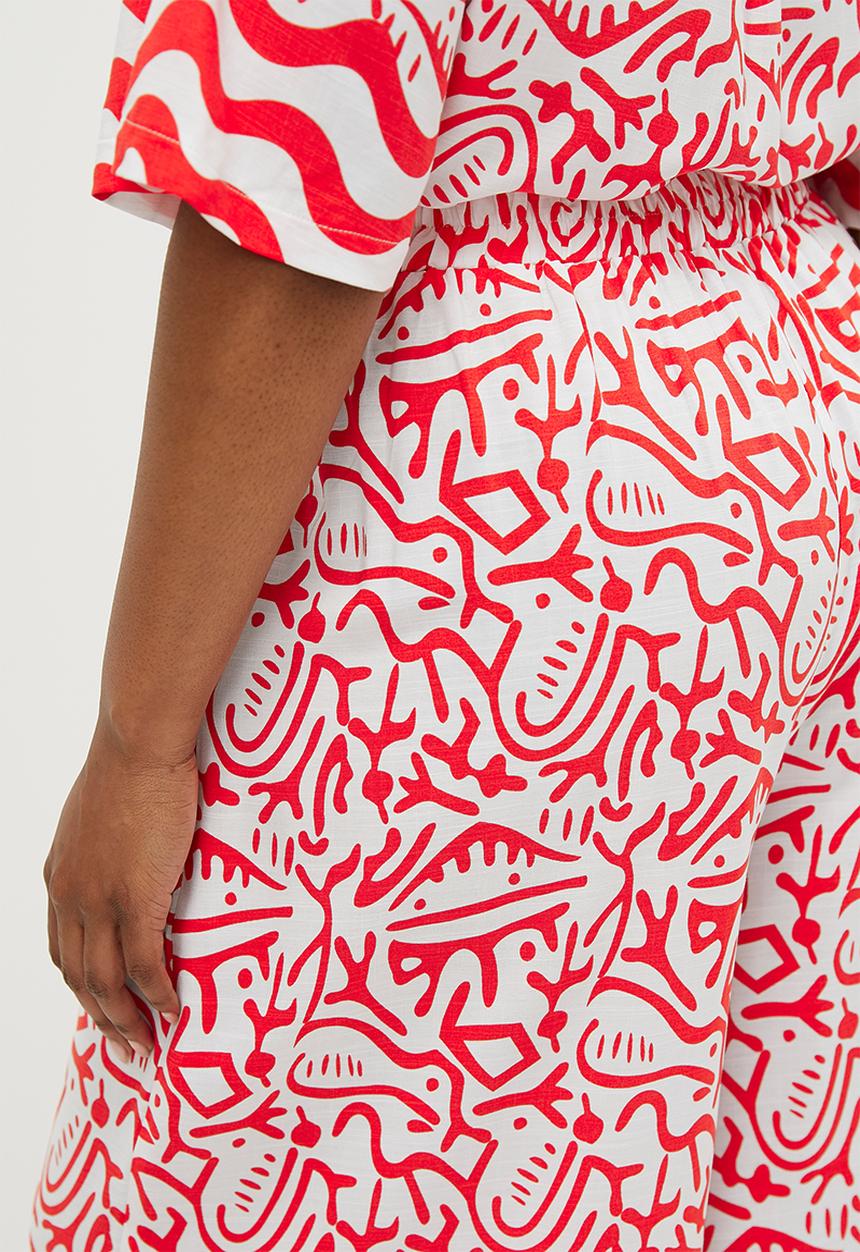 Me&B - plus viscose cropped wide leg pant - aztec border