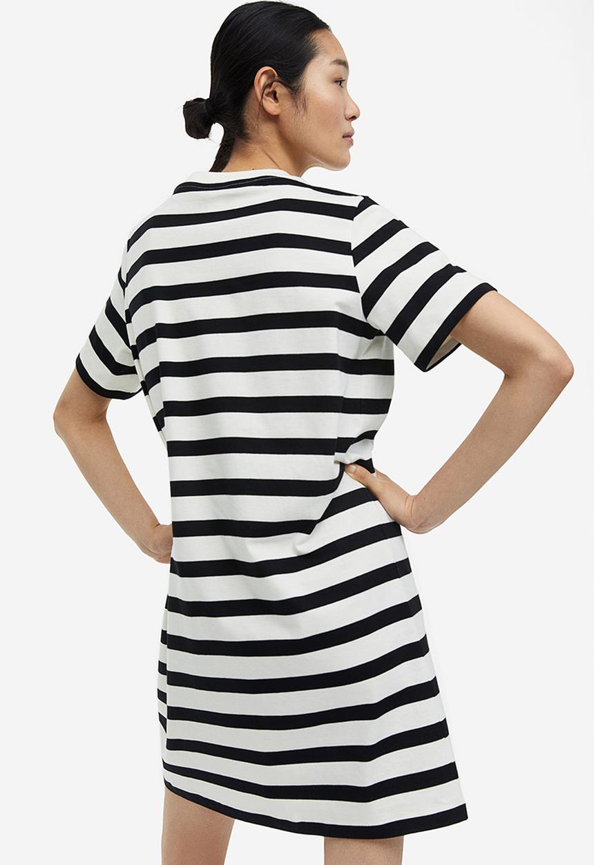 H&M - Cotton t-shirt dress - white black striped