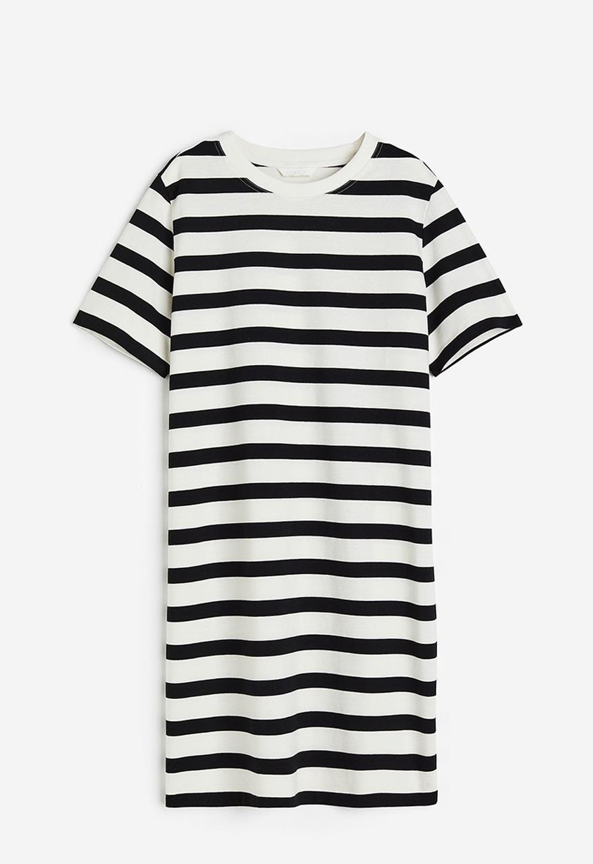 H&M - Cotton t-shirt dress - white black striped