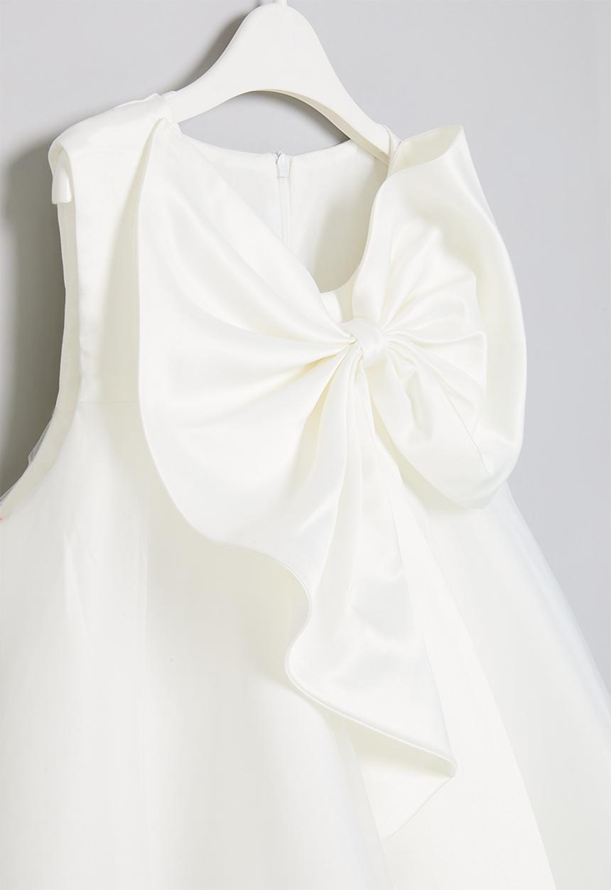 Pop Candy - Bow decor tulle dress - white