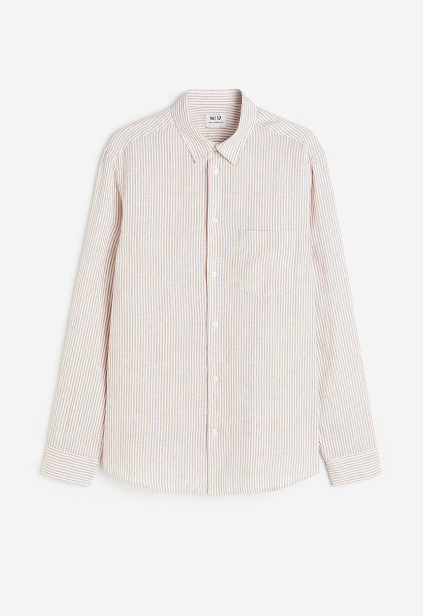 H&M - Regular fit linen shirt - light beige striped
