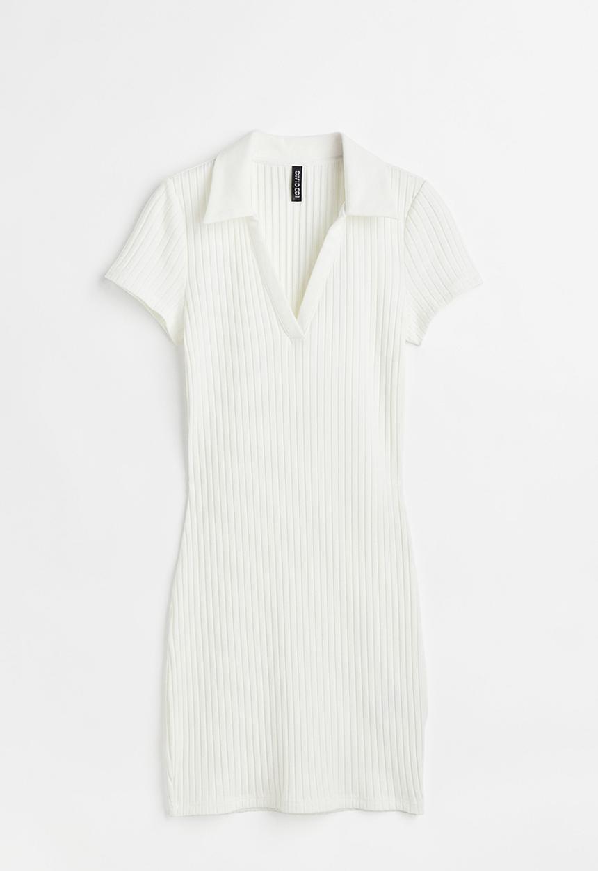 H&M - Collared jersey dress - white