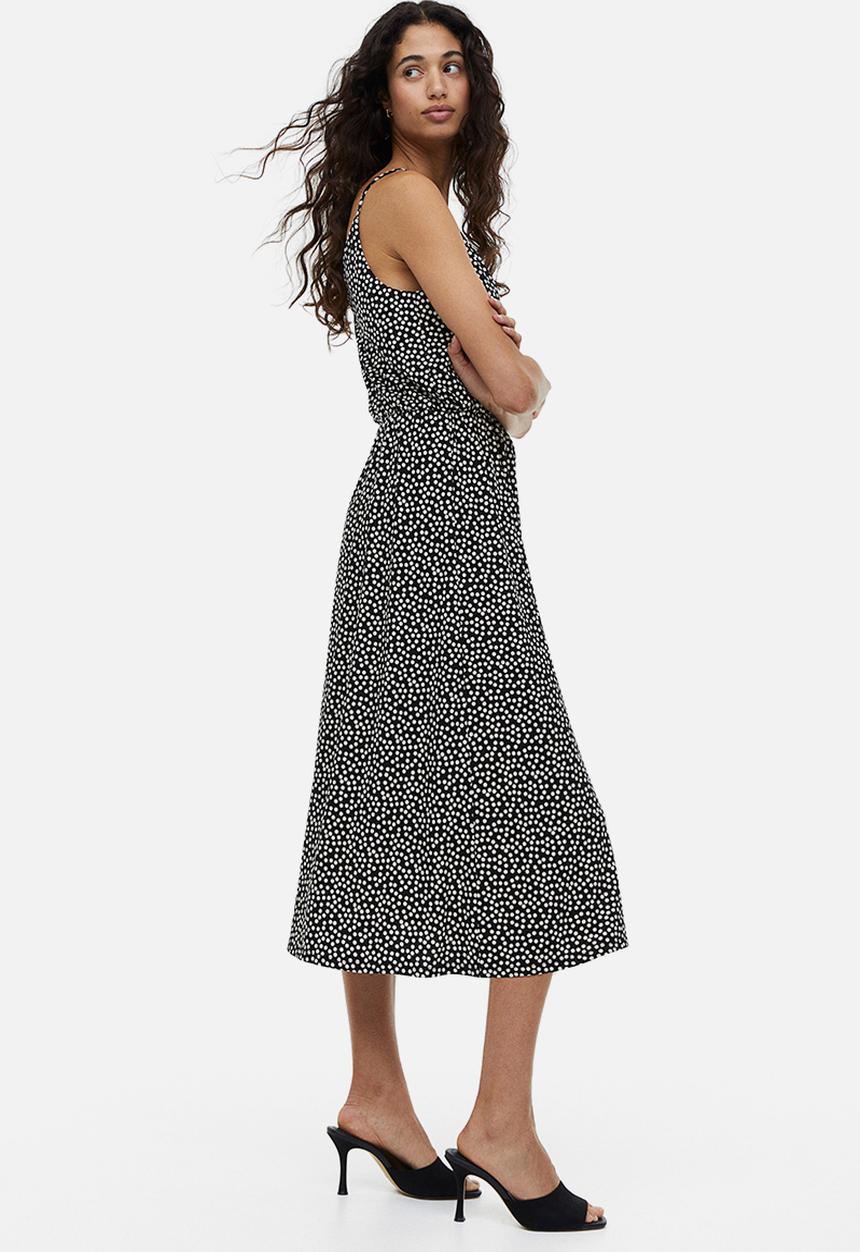 H&M - V-neck dress - black/spotted 