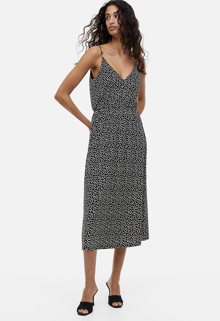 H&M - V-neck dress - black/spotted 