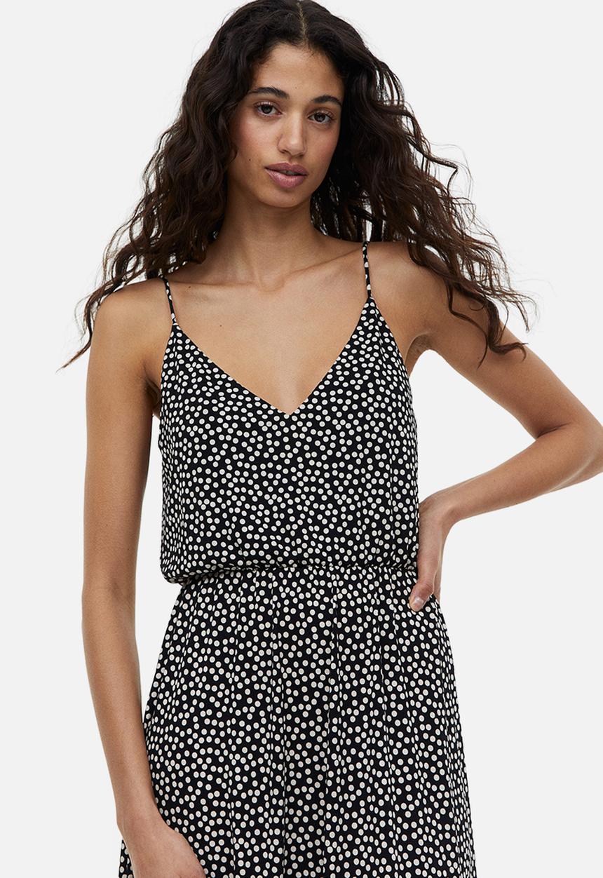 H&M - V-neck dress - black/spotted 