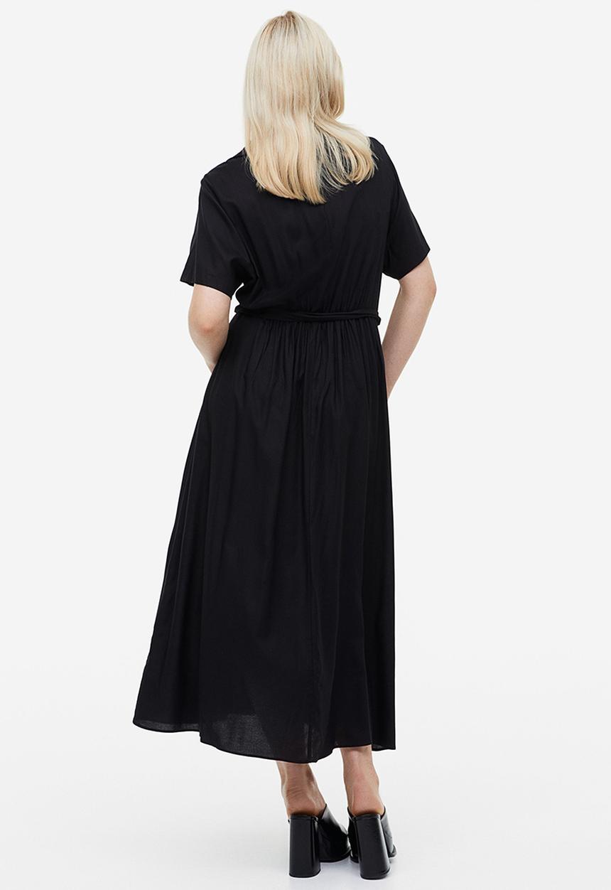 H&M - Tie-belt shirt dress - black
