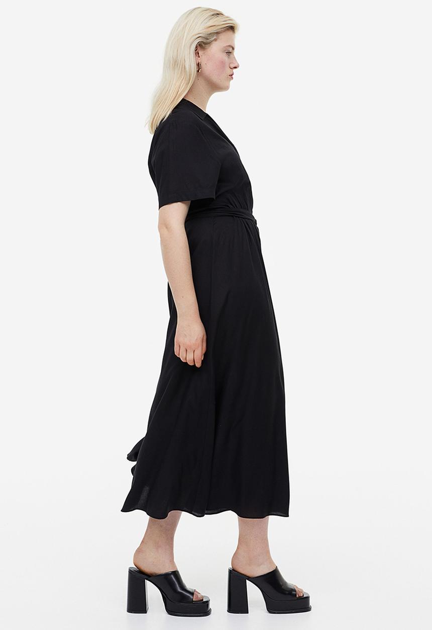 H&M - Tie-belt shirt dress - black