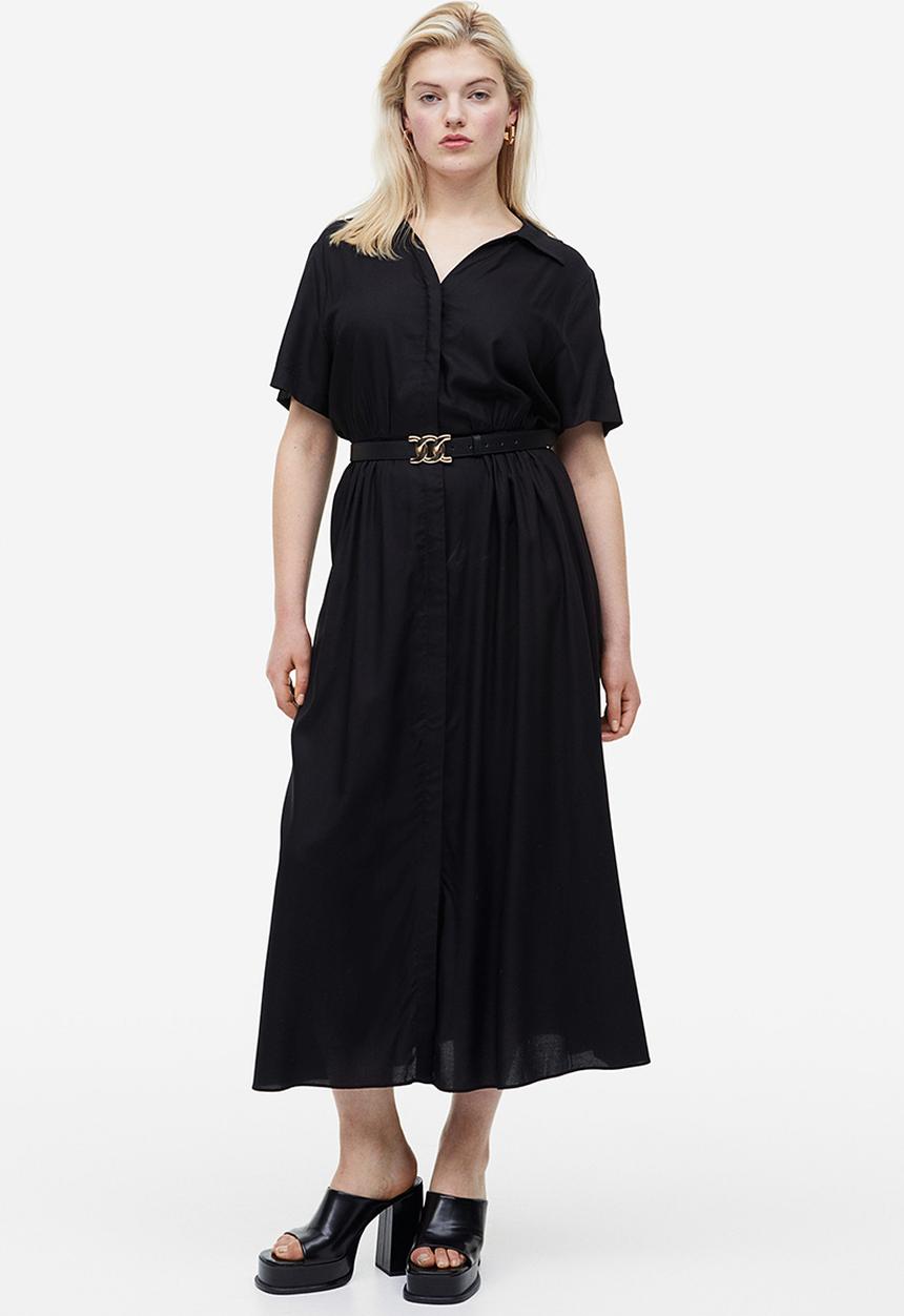 H&M - Tie-belt shirt dress - black
