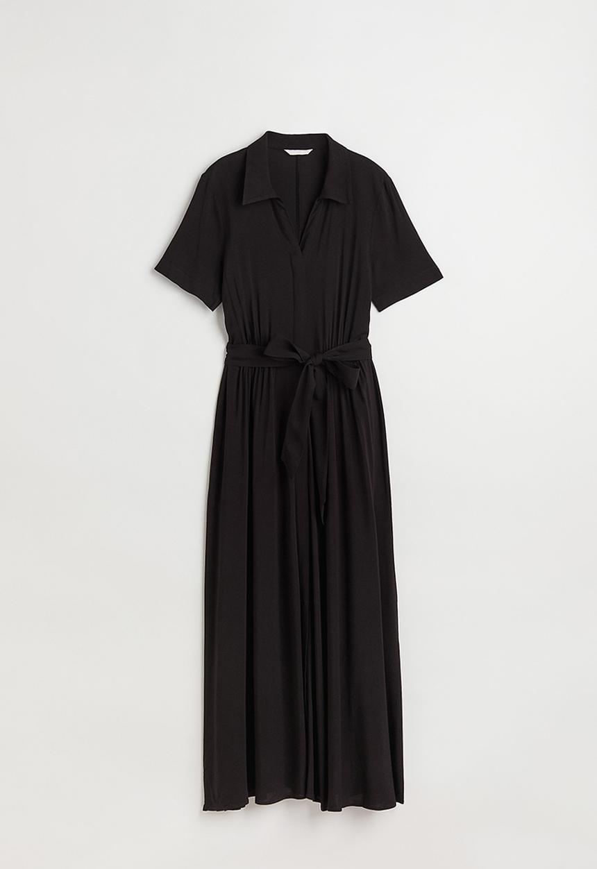 H&M - Tie-belt shirt dress - black