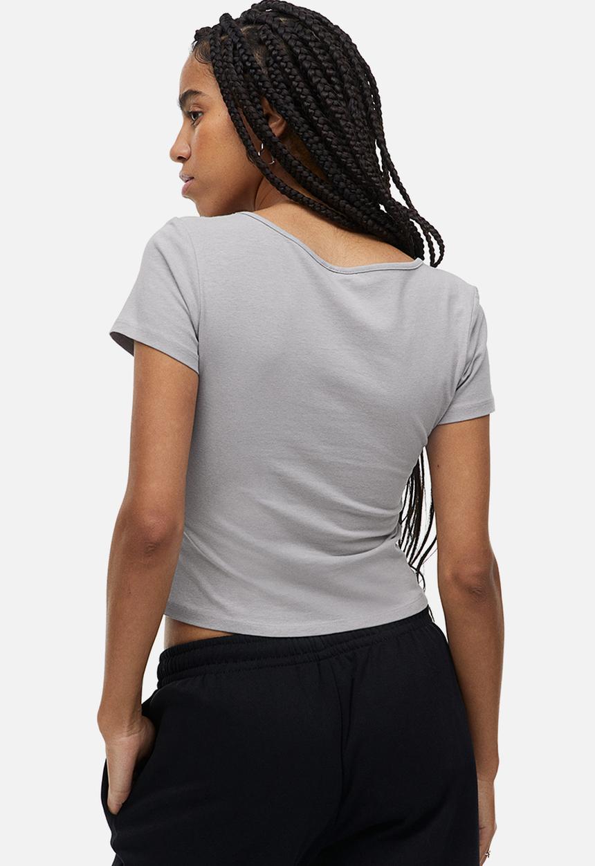 H&M - Cotton jersey top - light grey