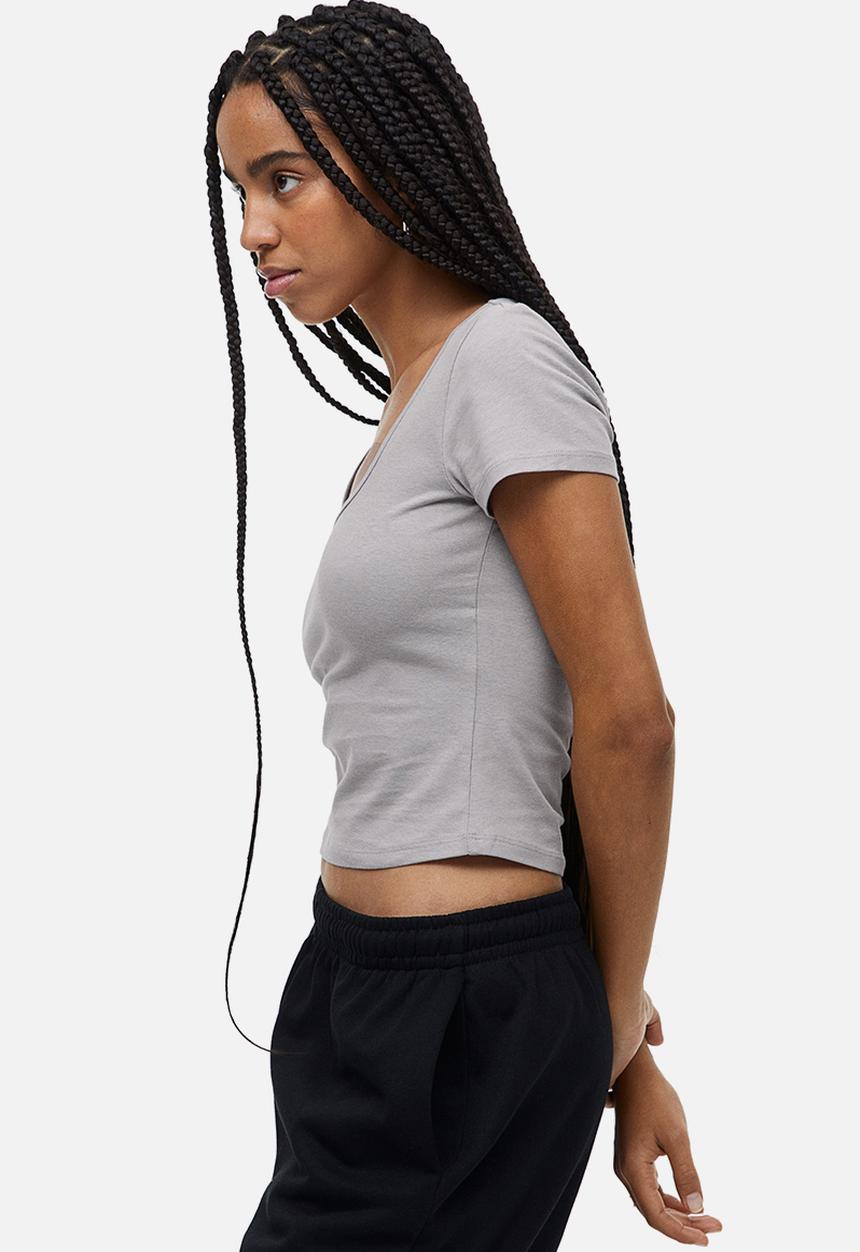 H&M - Cotton jersey top - light grey