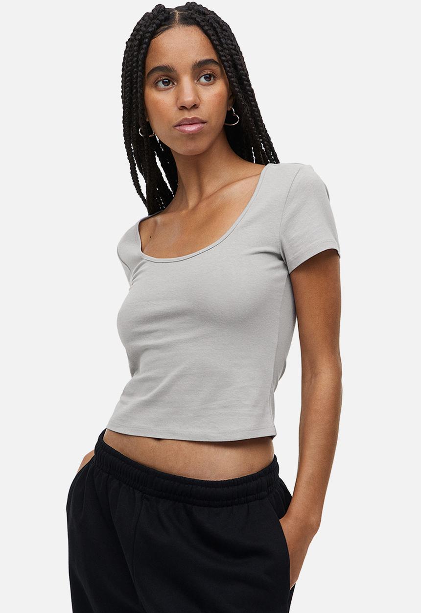 H&M - Cotton jersey top - light grey