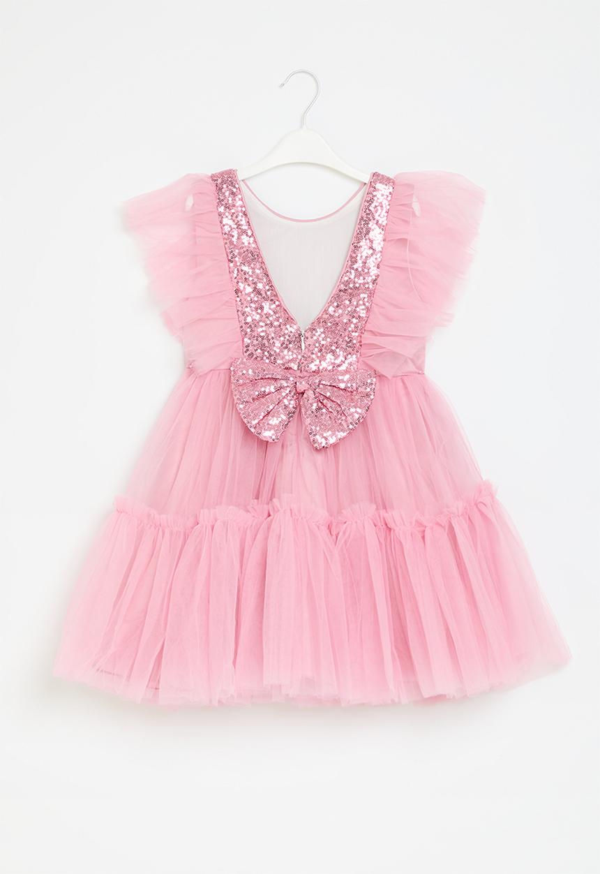 Pop Candy - Frilled sleeve tulle dress - pink