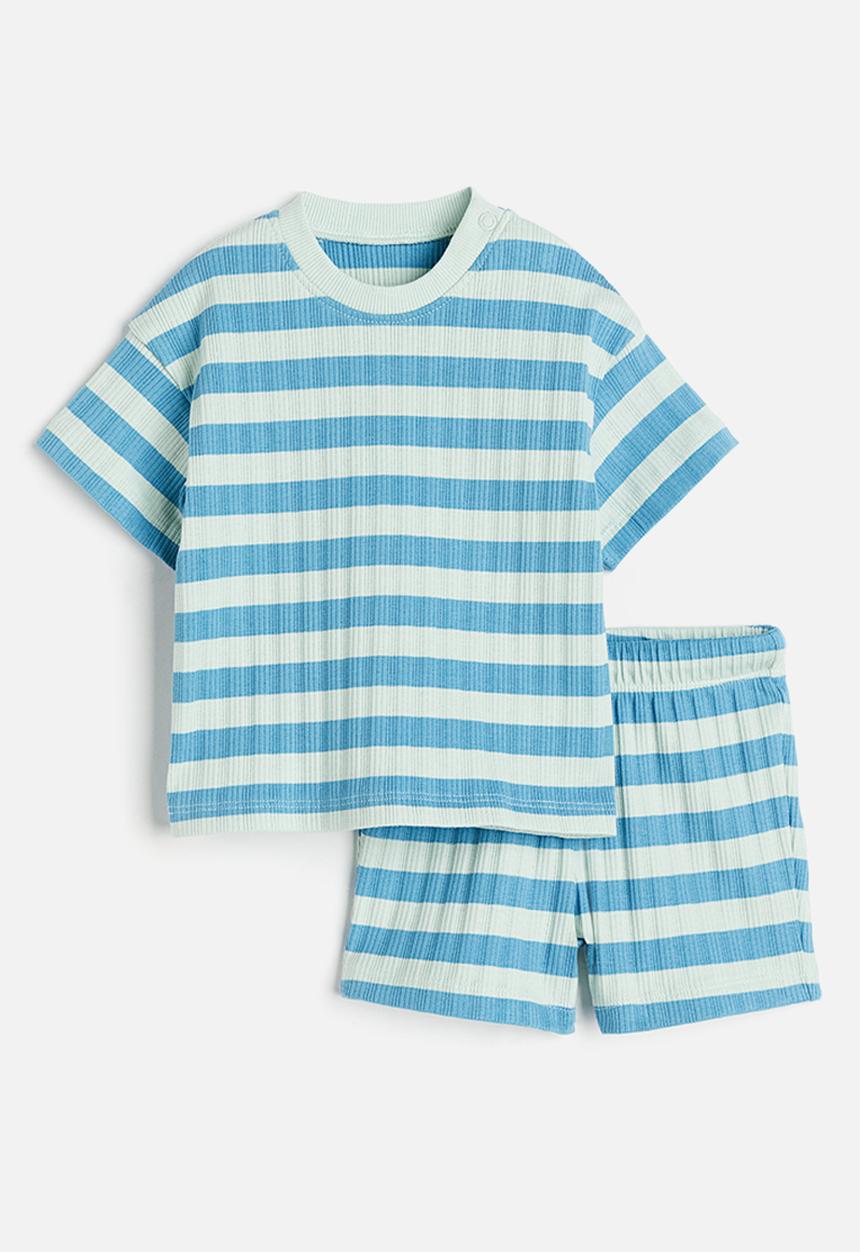 H&M - 2-Piece ribbed cotton set - blue striped