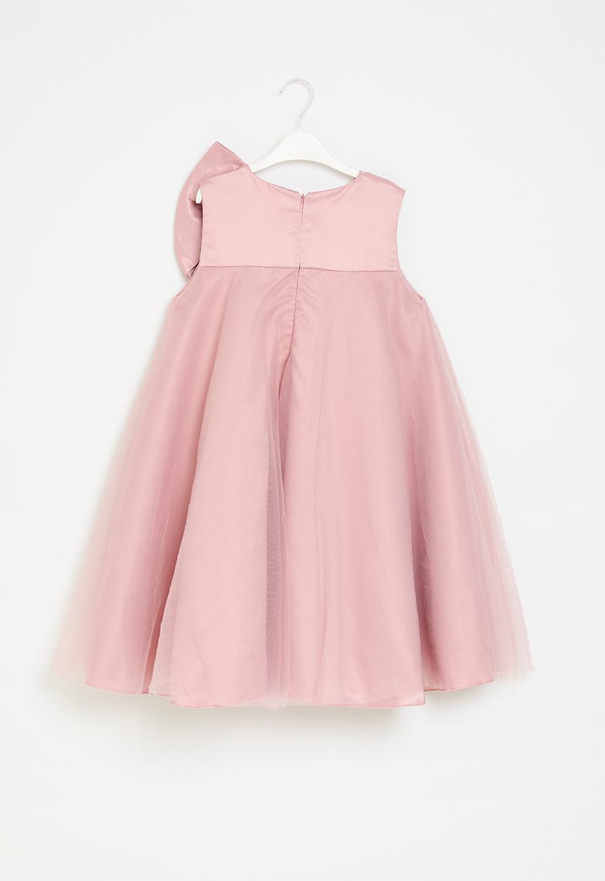 Pop Candy - Bow decor tulle dress-pink