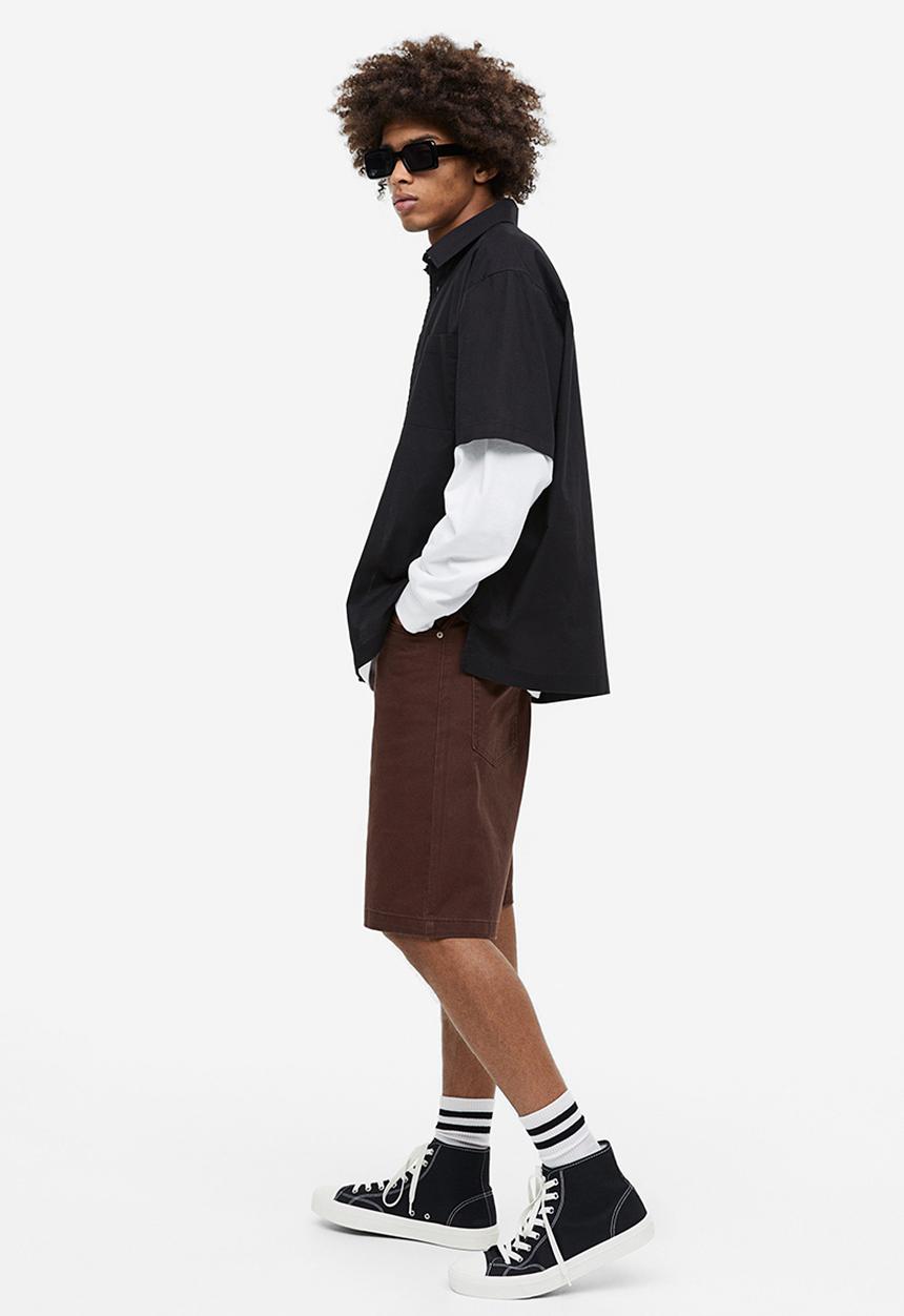 H&M - Loose fit twill shorts - dark brown