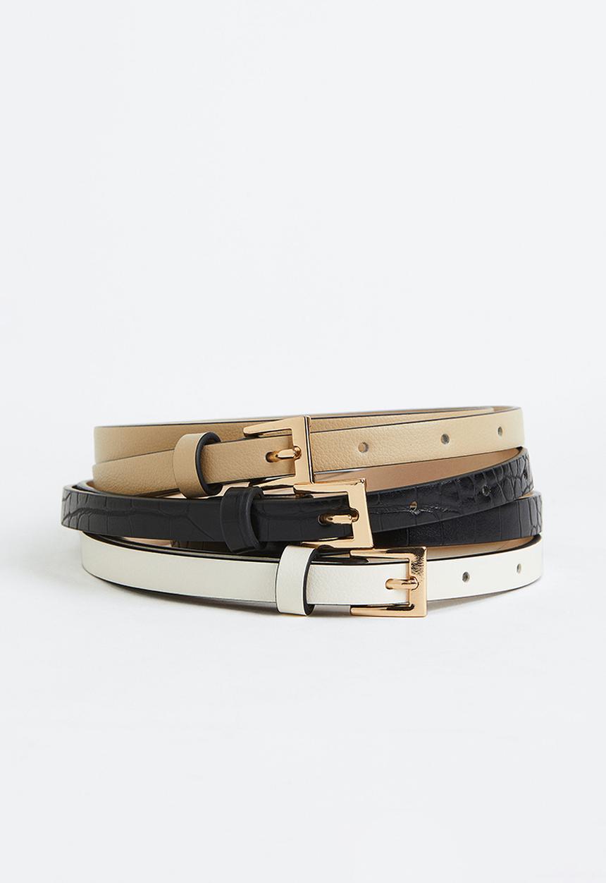 H&M - 3 Pack narrow belts - multi