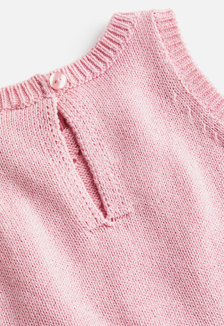 H&M - Pointelle-knit romper suit -  light pink