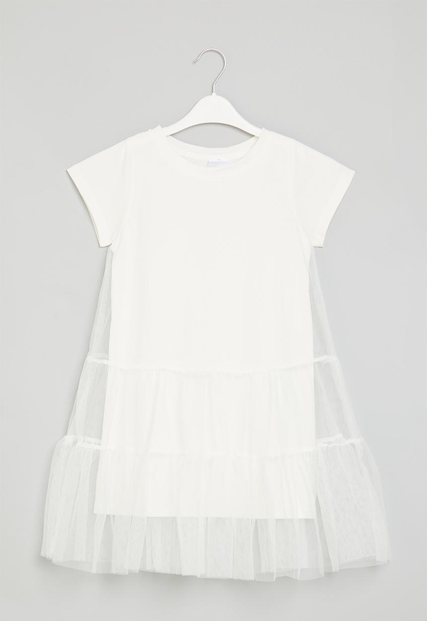 Pop Candy -  Tiered mesh dress - white