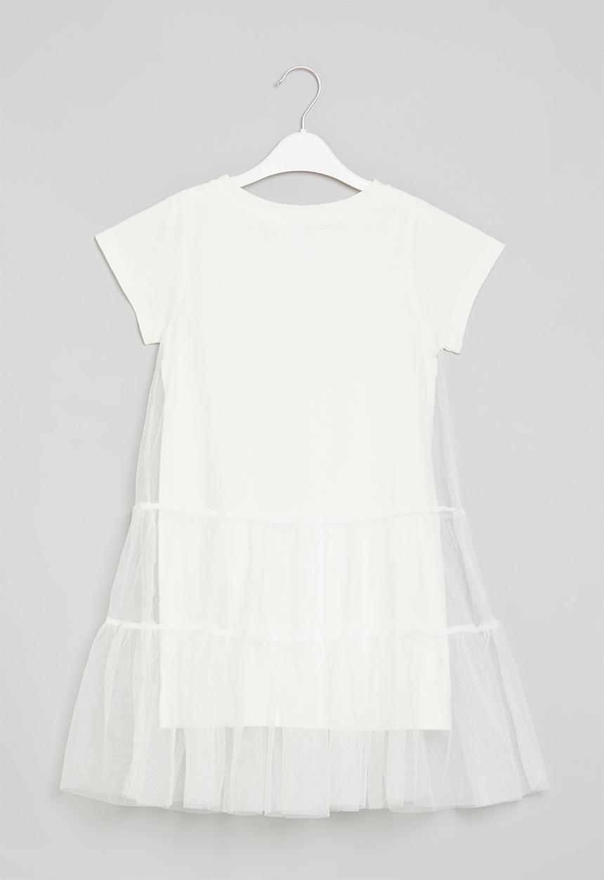 Pop Candy -  Tiered mesh dress - white