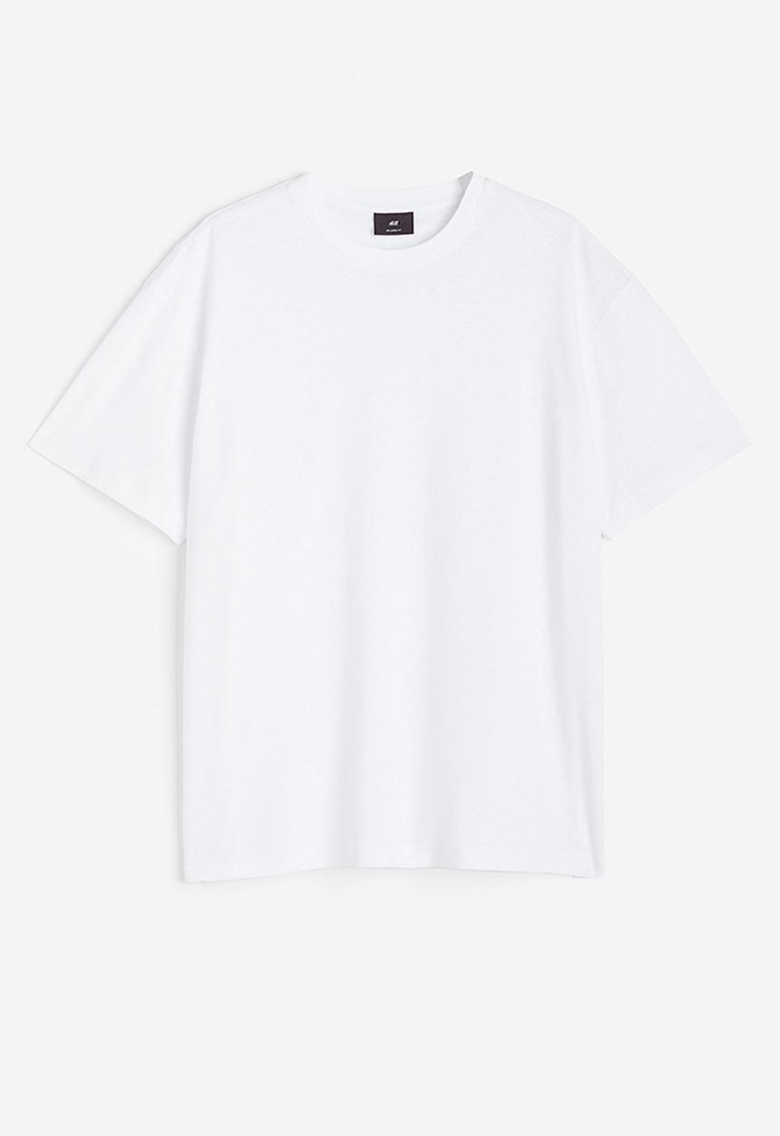 H&M - Relaxed fit linen-blend T-shirt - white