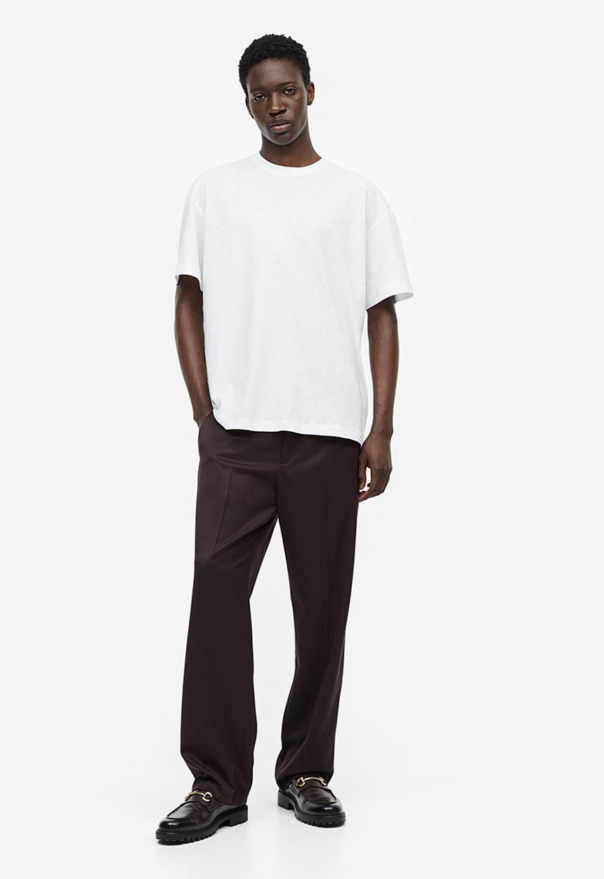 H&M - Relaxed fit linen-blend T-shirt - white