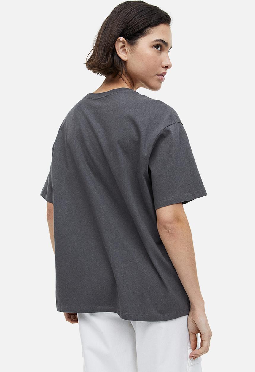 H&M - Oversized printed t-shirt - grey/atelier 93