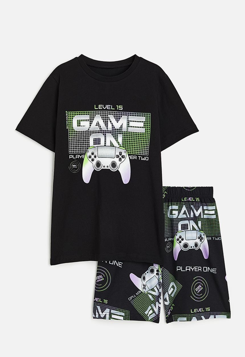 H&M - Cotton jersey pyjamas - black game on