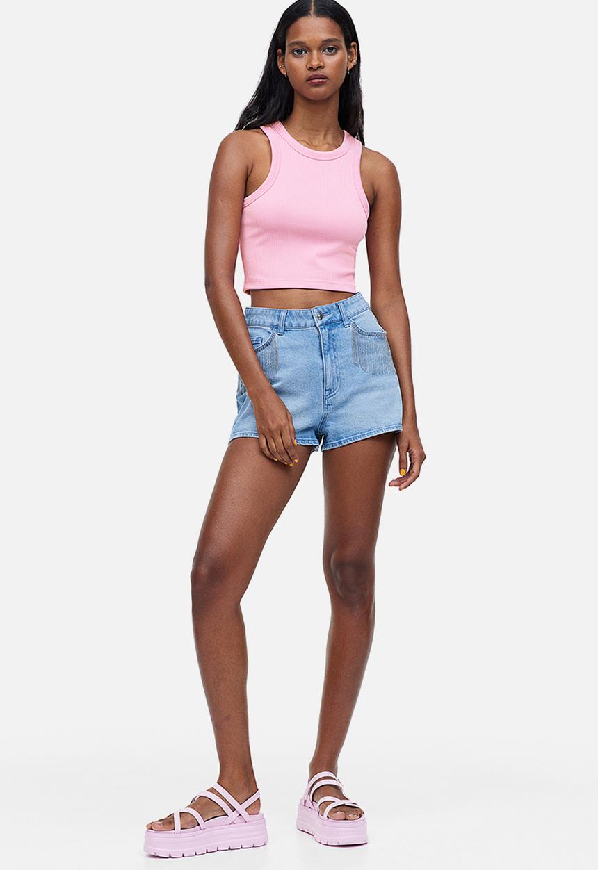 H&M - Cropped vest top - light pink