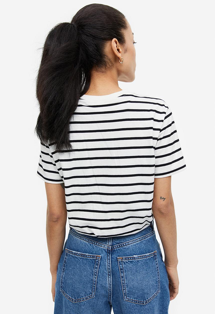 H&M - Cotton t-shirt - white & black striped 