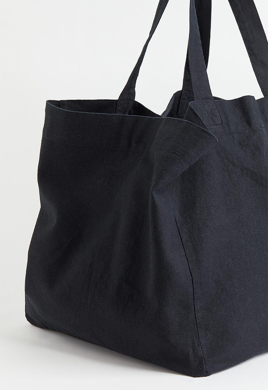 H&M - Linen-blend beach bag - black